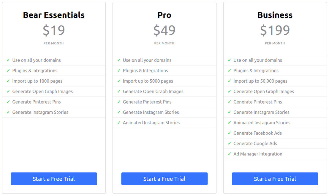 Bannerbear pricing 1