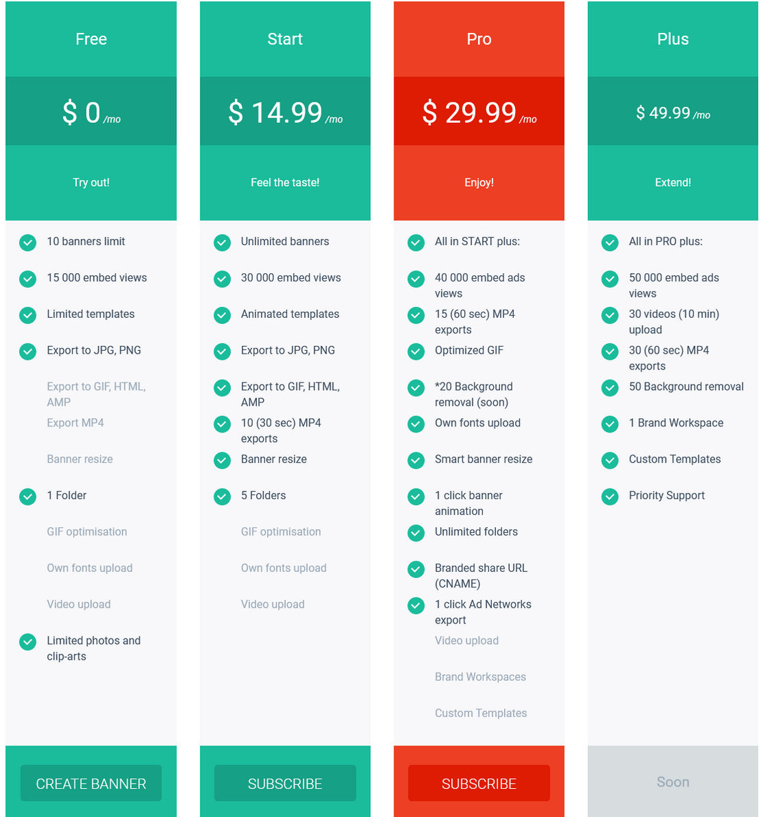 BannerBoo pricing 1