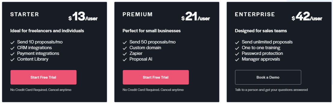 Better Proposals pricing 1