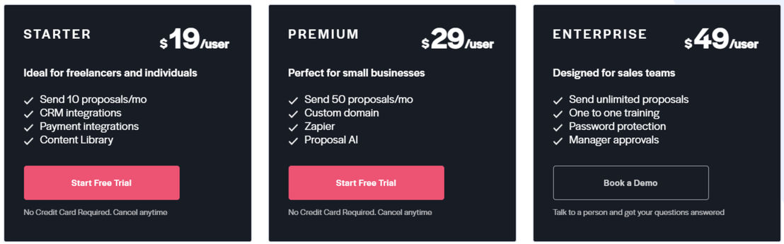 Better Proposals pricing 2
