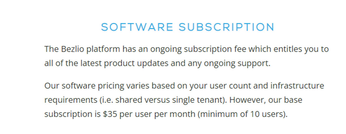 Bezlio pricing 1