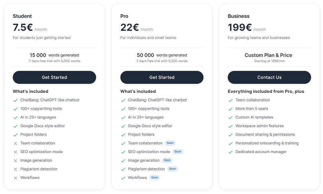 BingBang.ai pricing 1