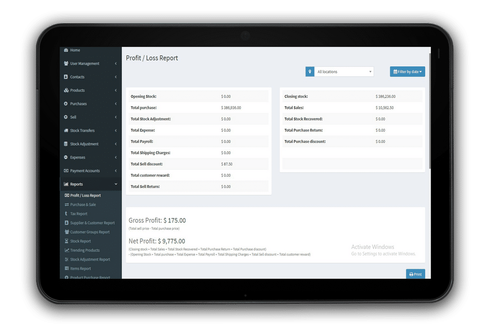 BizBackBone POS screenshot