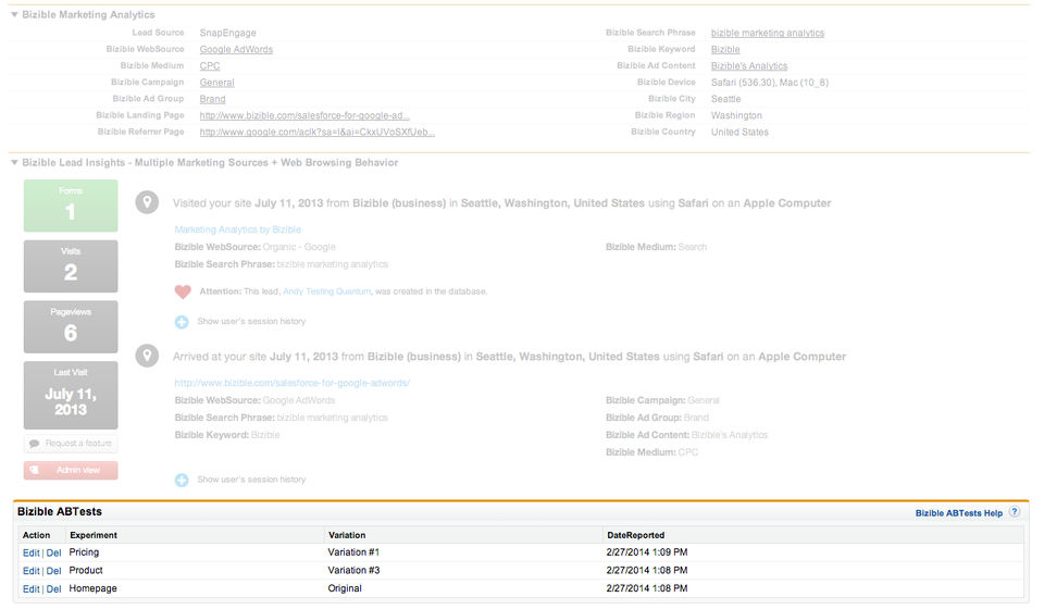 Bizible screenshot 2