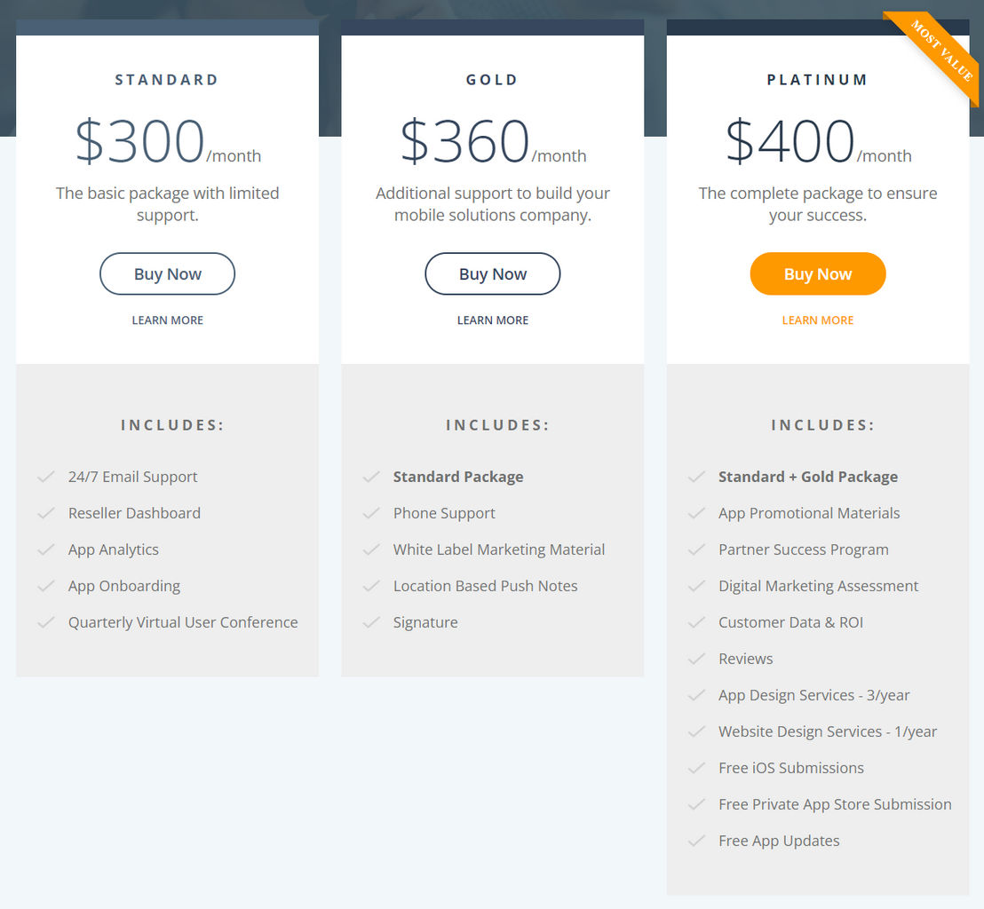 Bizness Apps pricing 1