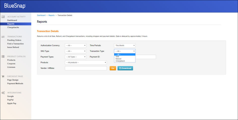 BlueSnap screenshot 1