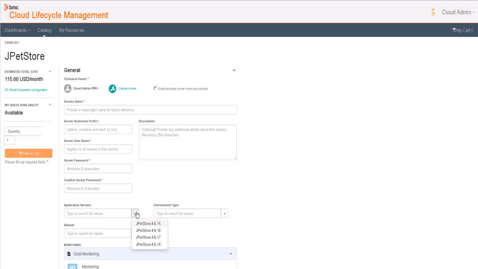 BMC Cloud Lifecycle Management screenshot 2