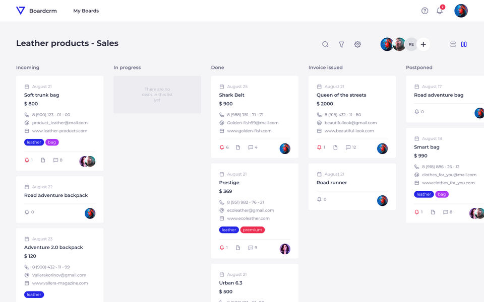 BoardCRM screenshot