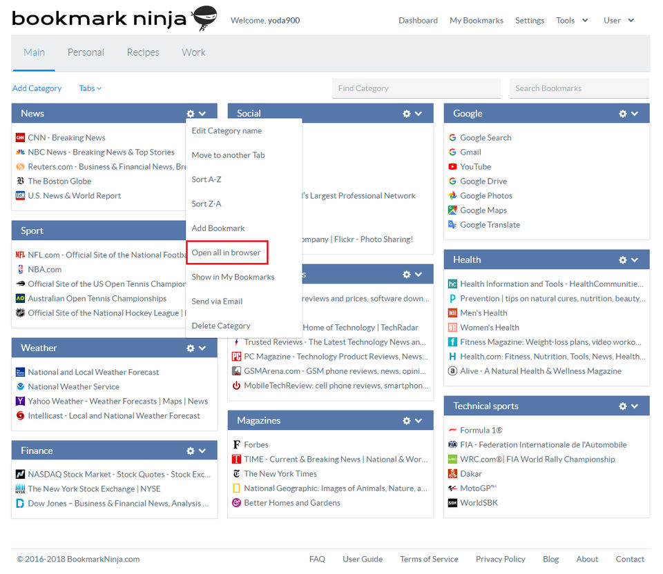 Bookmark Ninja screenshot