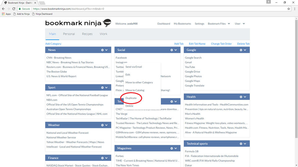 Bookmark Ninja screenshot
