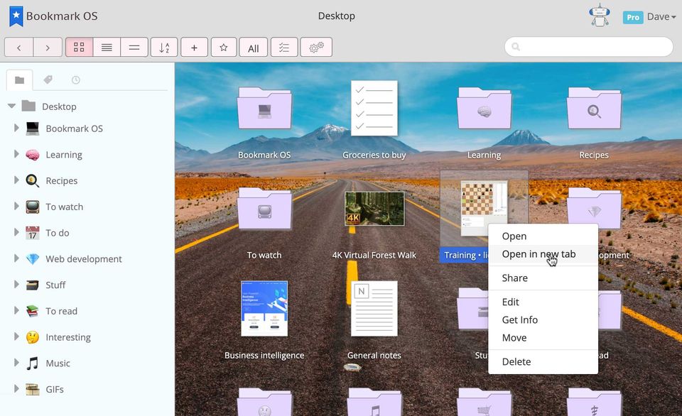 Bookmark OS screenshot 1