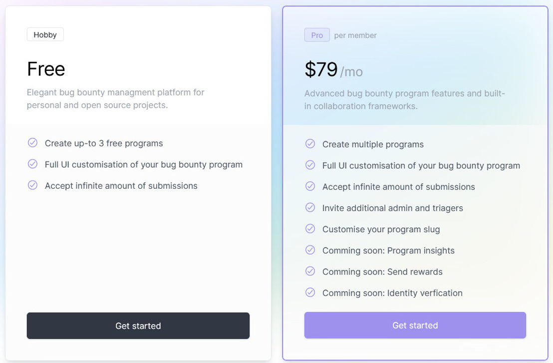 BountyPage pricing