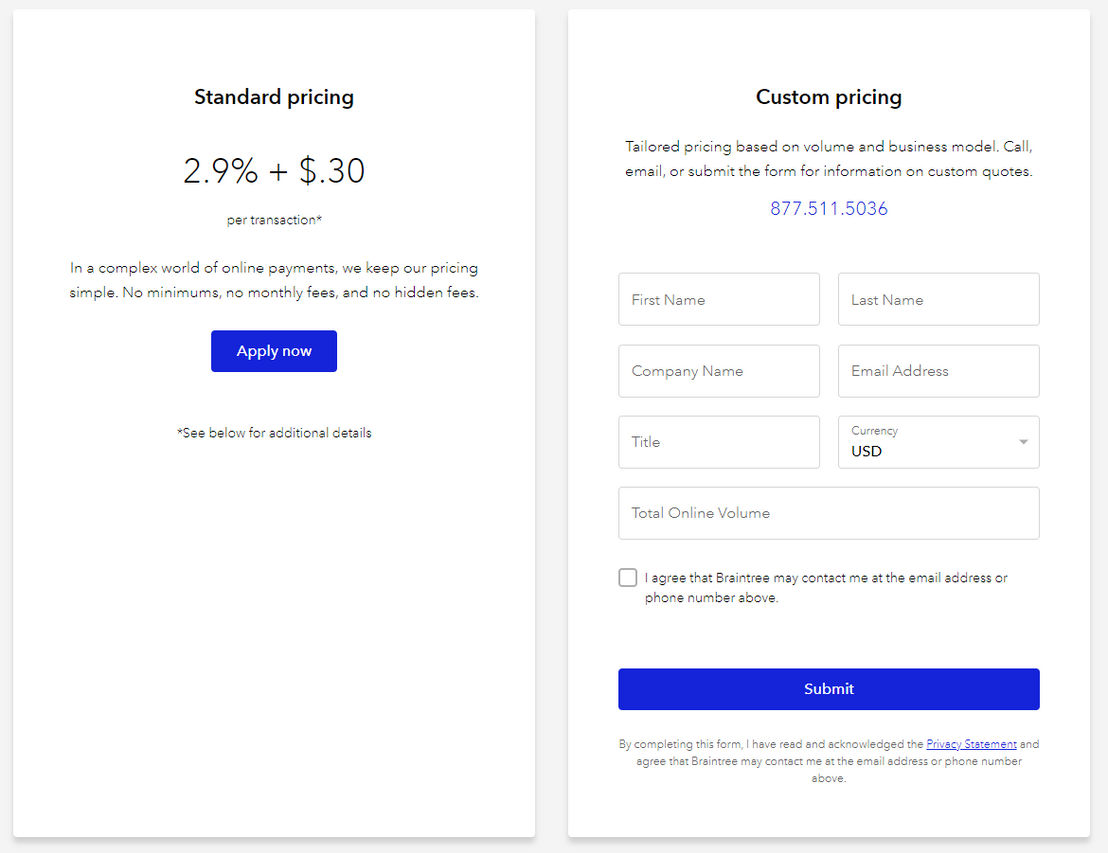 Braintree Direct pricing 1
