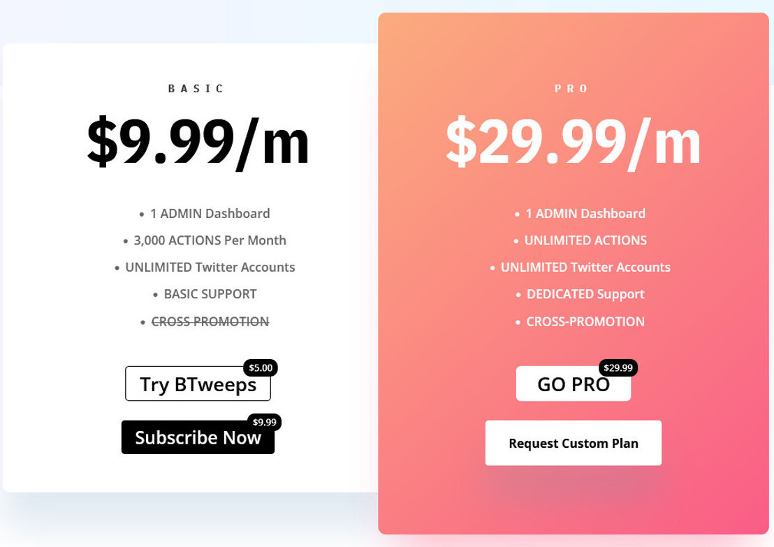 BTweeps pricing 1