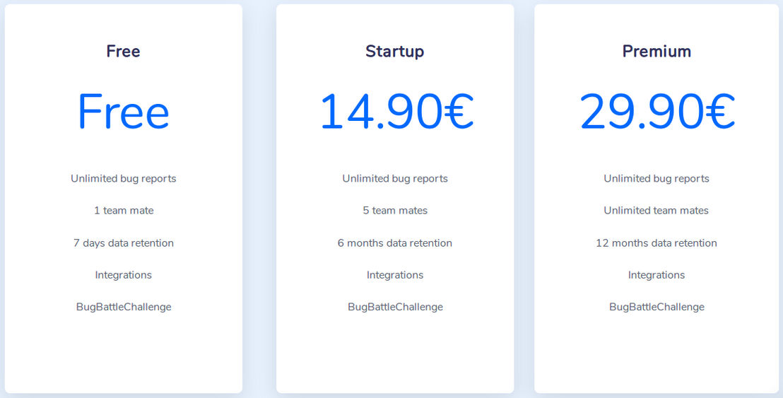 BugBattle pricing 1