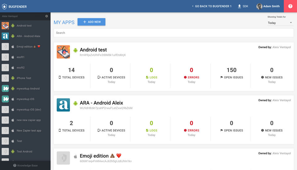 Bugfender screenshot