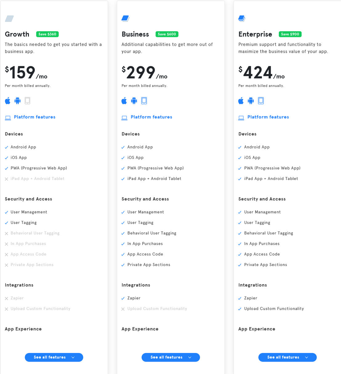 BuildFire pricing 1