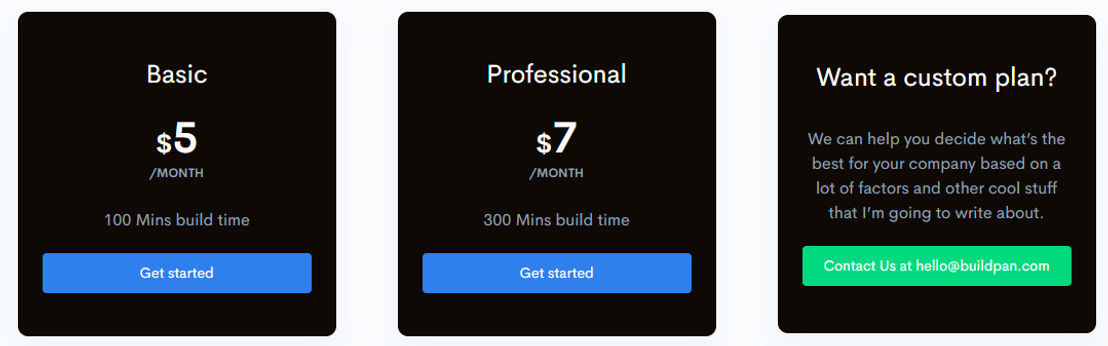 Buildpan pricing 1