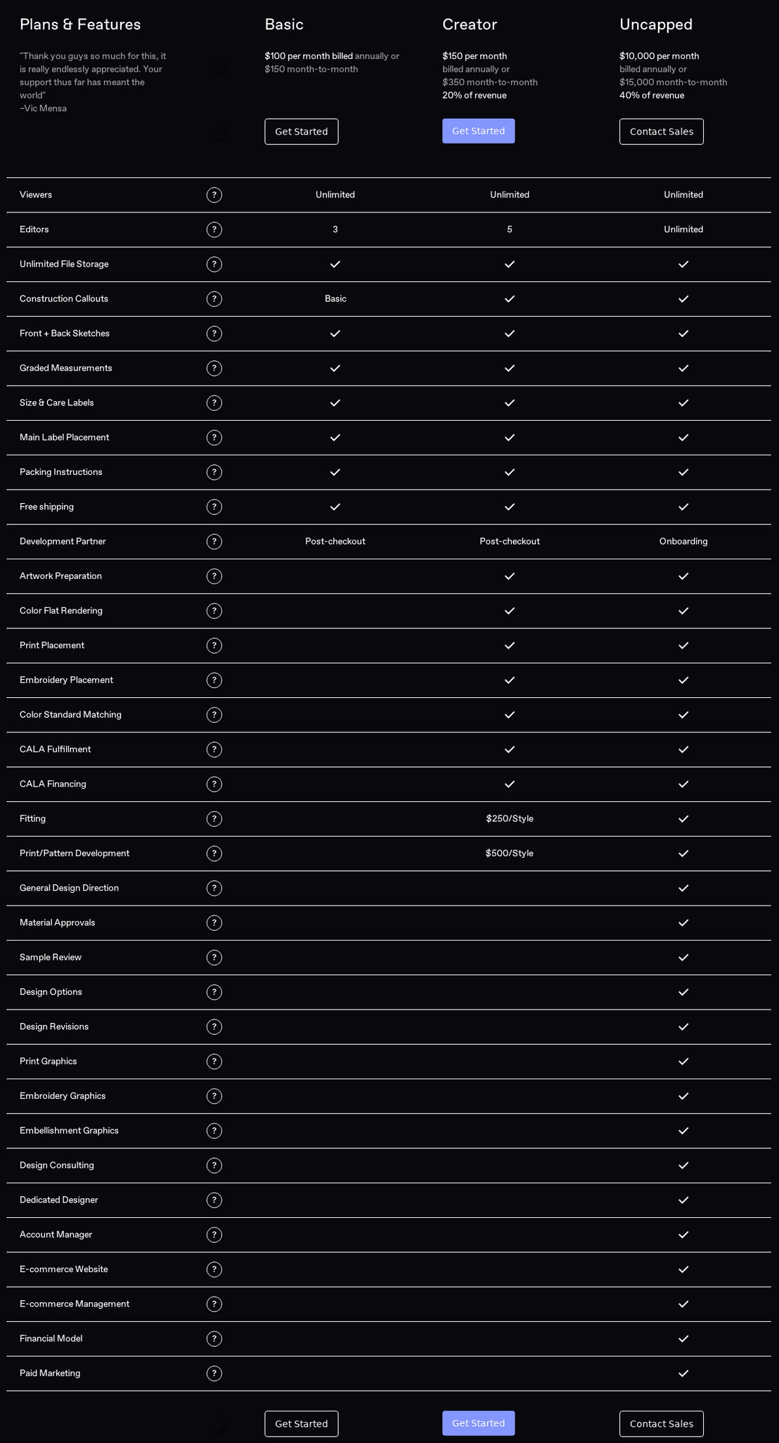 CALA pricing 1