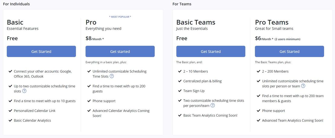 Calendar pricing