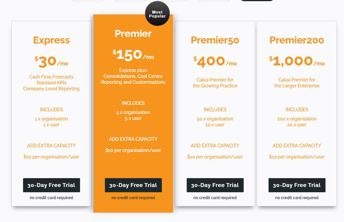 Calxa pricing 1