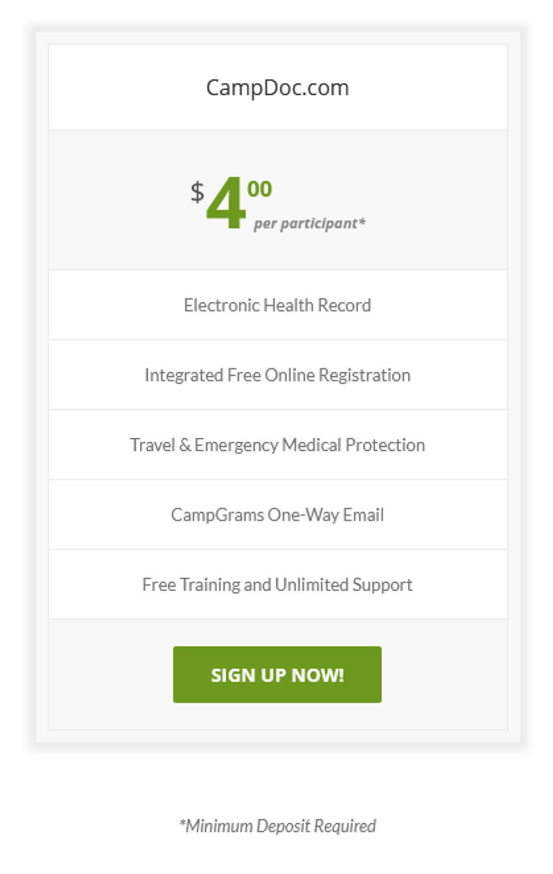 CampDoc.com pricing 1