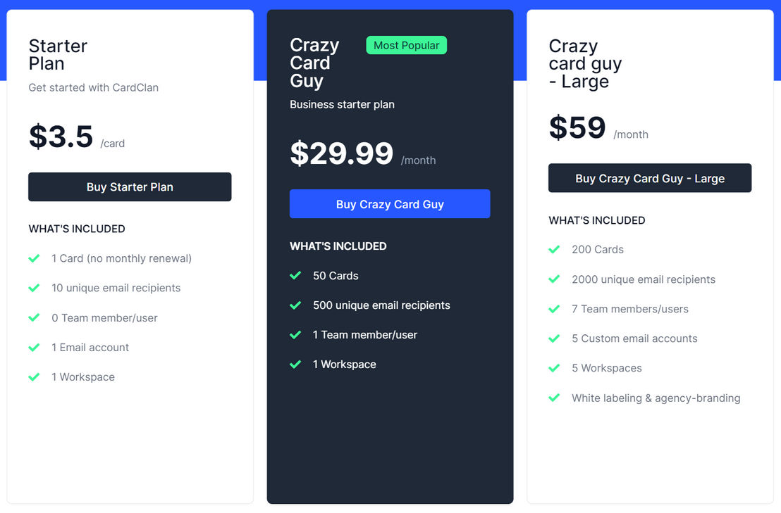 CardClan pricing 1