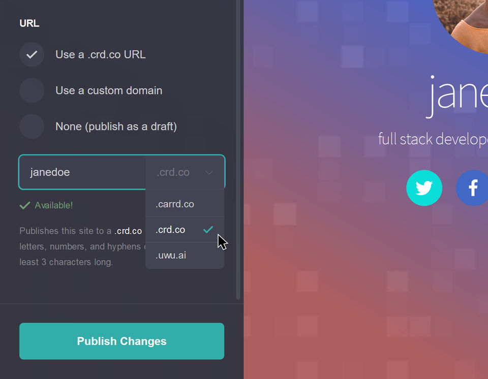 Carrd screenshot