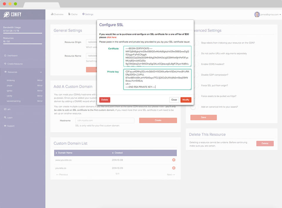CDNify screenshot
