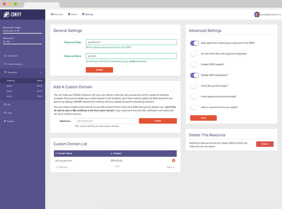 CDNify screenshot