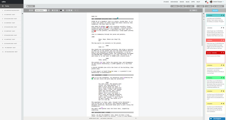 Celtx screenshot 3