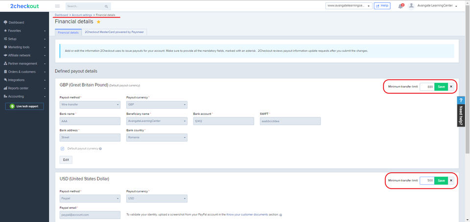 2Checkout screenshot 2