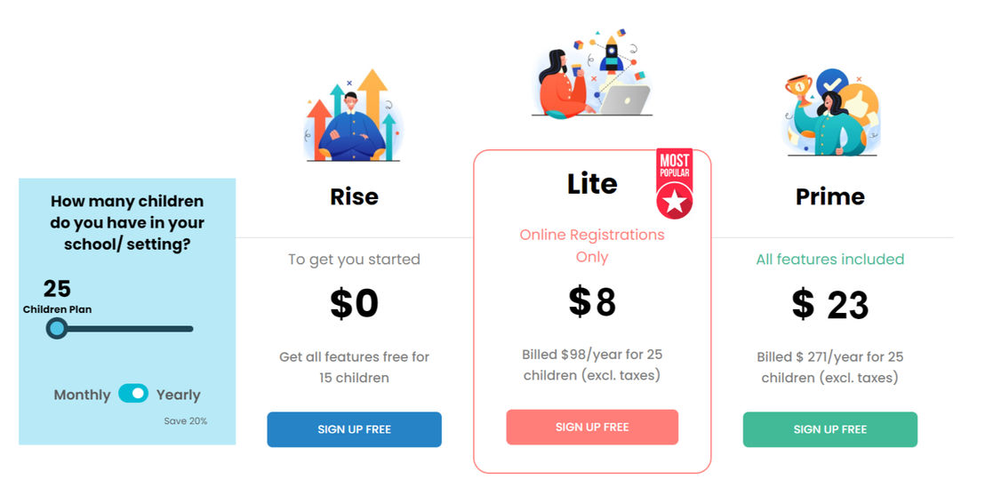 Cheqdin Childcare pricing 2