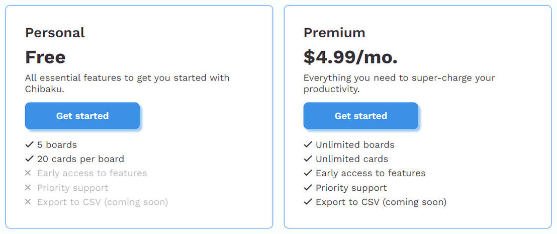 Chibaku pricing 1