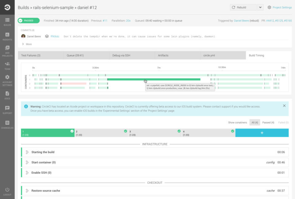 CircleCI screenshot 2