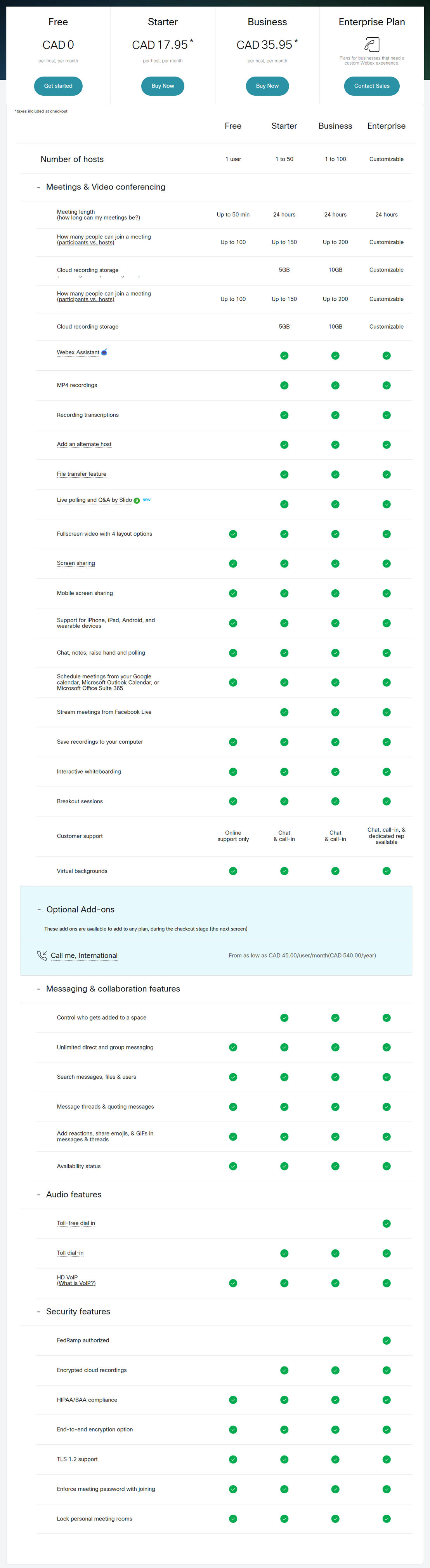 Cisco Webex Meetings pricing 1