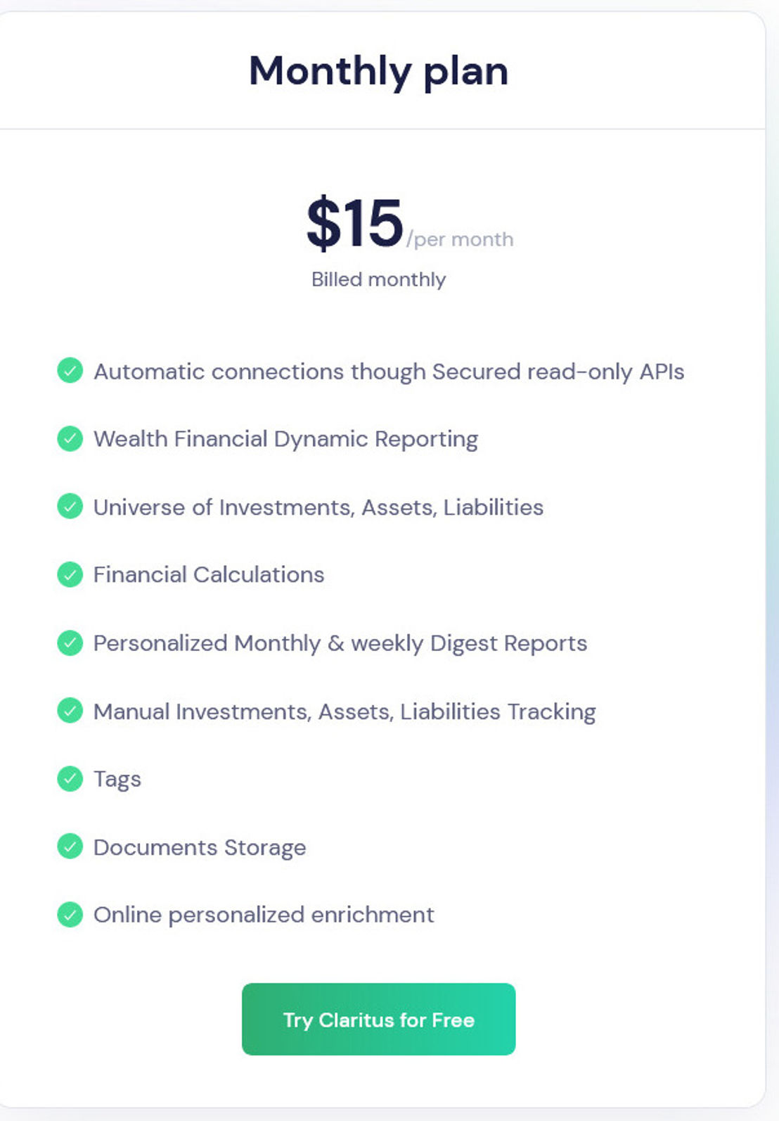 Claritus pricing 2