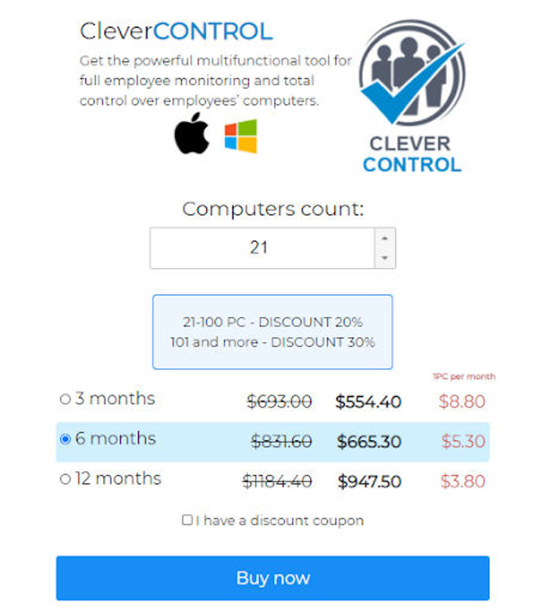 CleverControl pricing 1