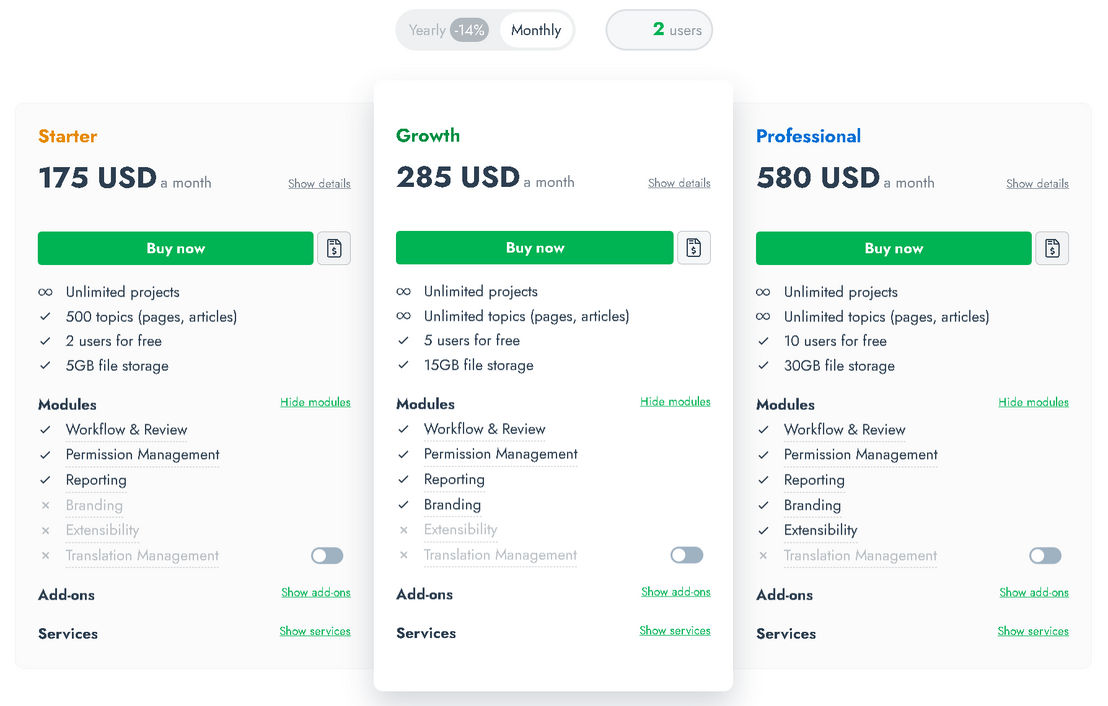 ClickHelp pricing 1