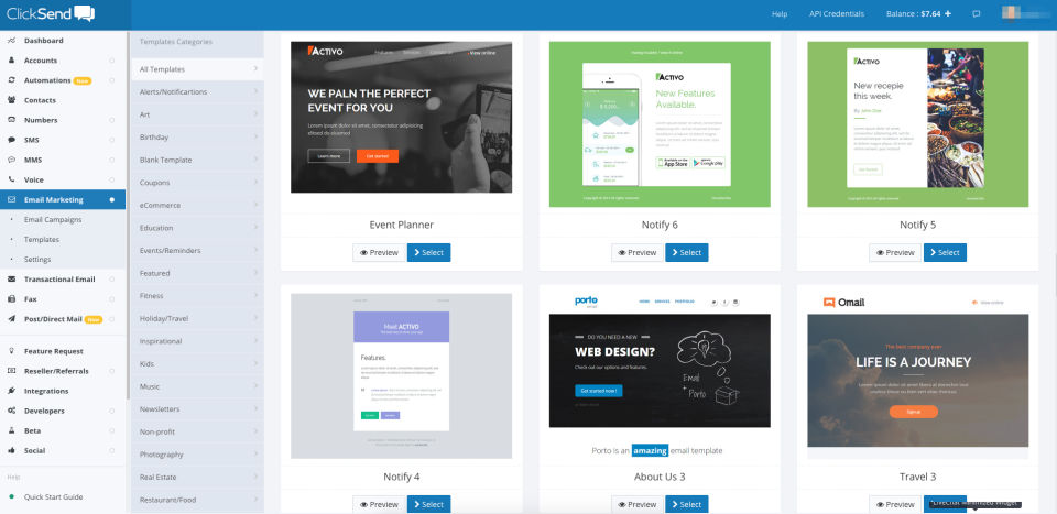 ClickSend screenshot 2