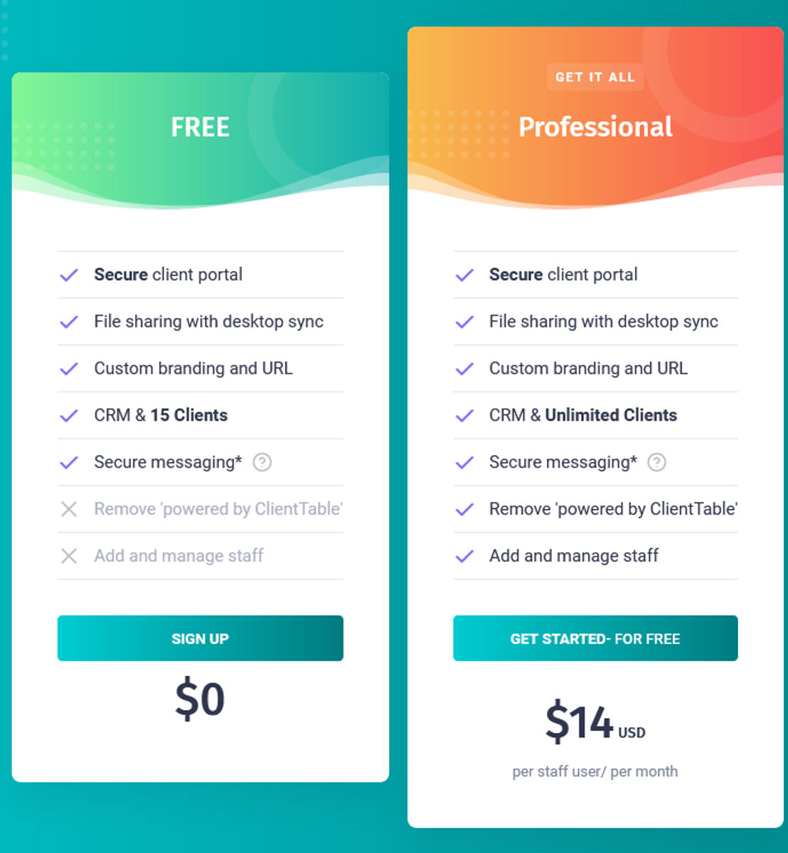 ClientTable pricing 1