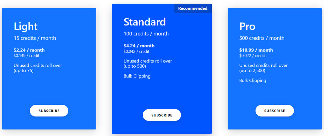 Clipping Magic pricing 1