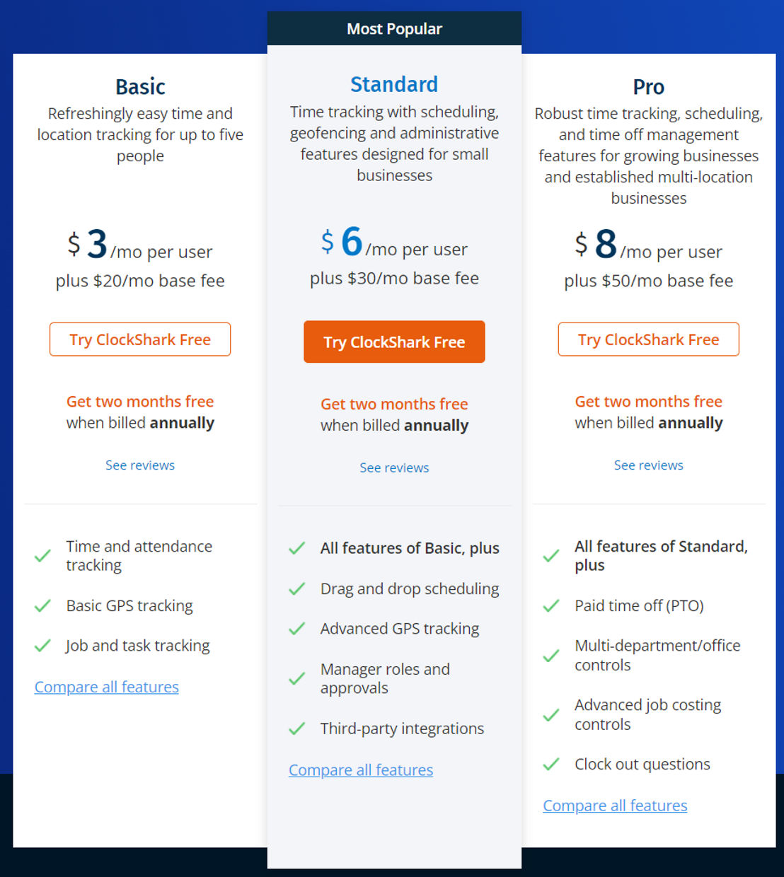 ClockShark pricing 1