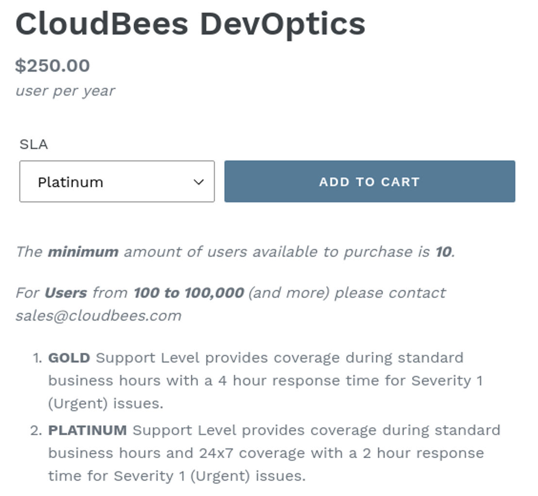 CloudBees DevOptics pricing 1