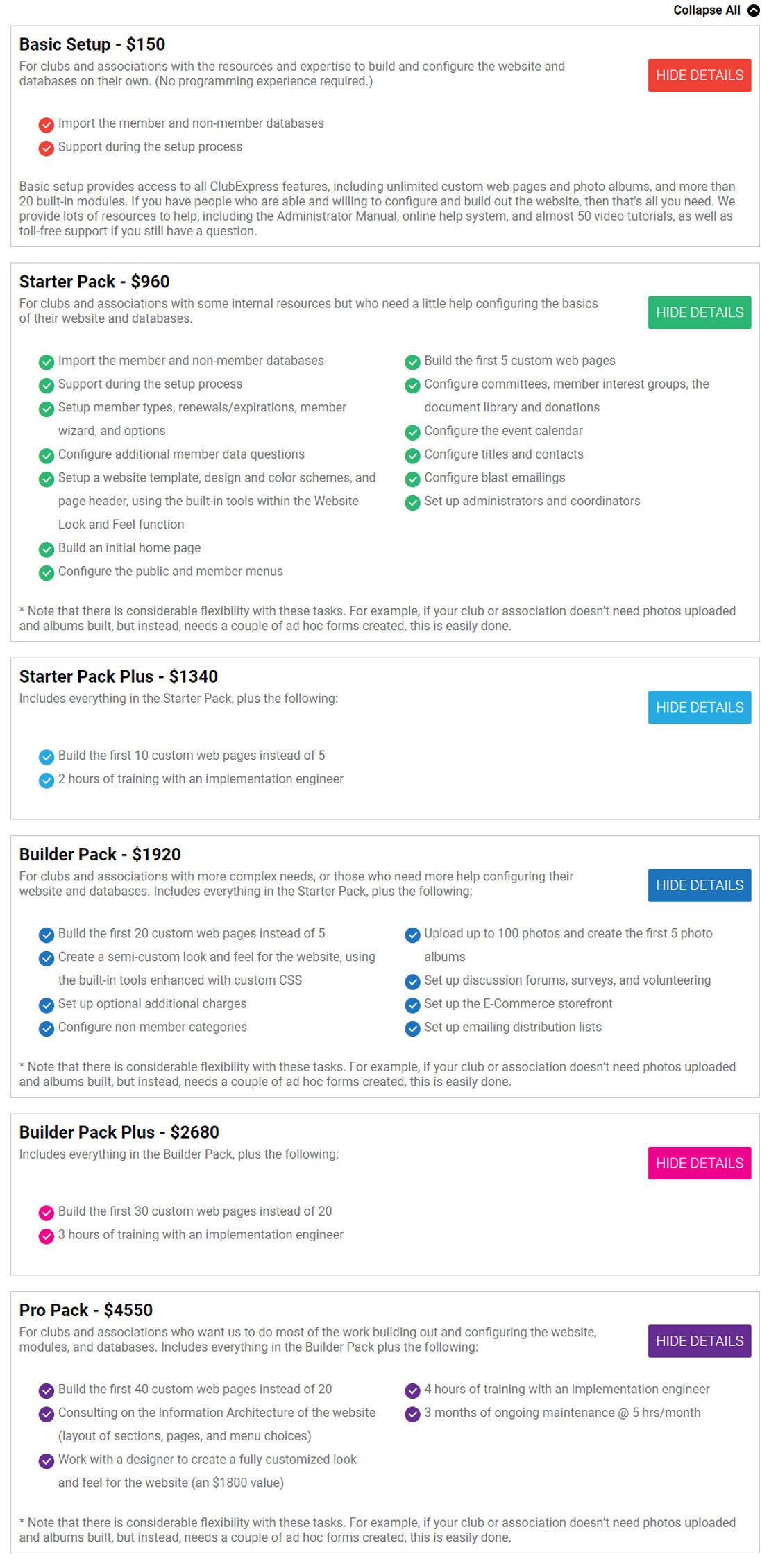 ClubExpress pricing 1