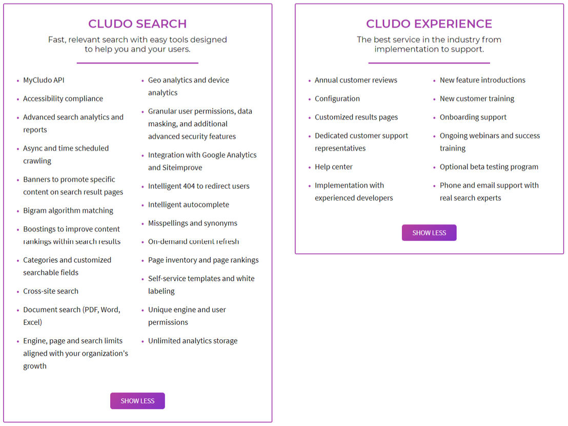 Cludo Site Search pricing 1
