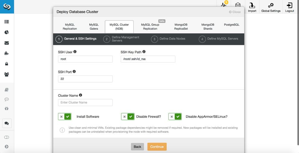 ClusterControl screenshot 1