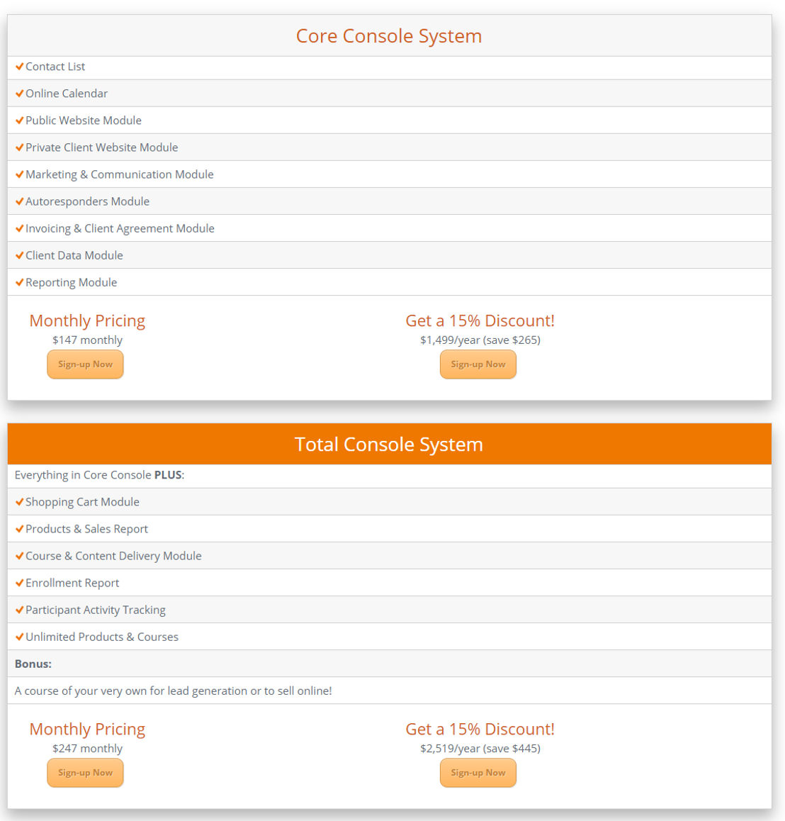 Coaches Console pricing 1