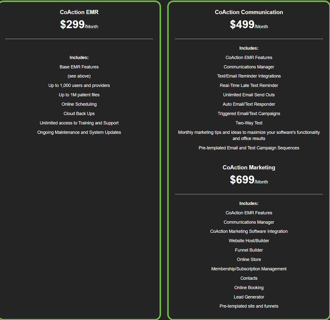CoAction Software pricing 1