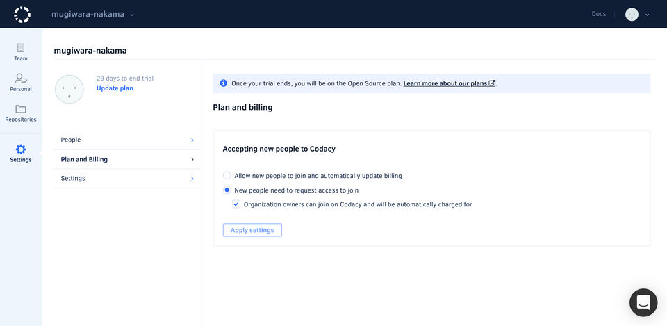 Codacy screenshot 2